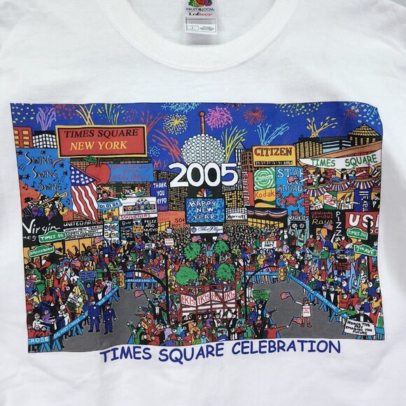 Y2K Times Square Celebration Millennium 2005 Happy New Year T Shirt Size Large - Picture 10 of 12